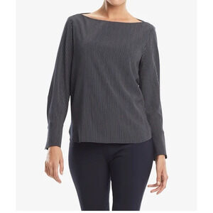 MM Lafleur Top Blouse Womens Large Blue Rampling Top Thin Stripe
